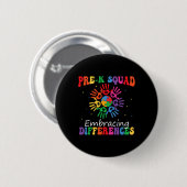Badge Rond 5 Cm Pré K Squad Accepter les différences Autisme Sped (Devant & derrière)