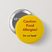 Badge Rond 5 Cm Précaution : Allergies alimentaires ! , (Devant & derrière)