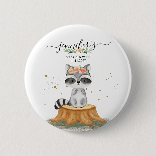 Badge Rond 5 Cm Precious Raccoon Wildlife Baby Show (Devant)