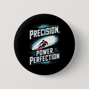 Badge Rond 5 Cm Précision Puissance Perfection Ski Alpin