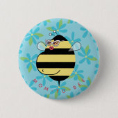 Badge Rond 5 Cm Pregnant Mom-to-Bee with Glasses Teal Blue Floral (Devant)