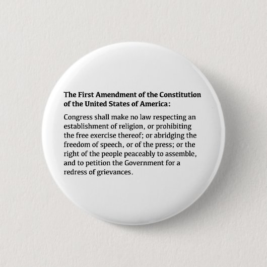 Badge Rond 5 Cm Premier amendement de la Constitution (Devant)