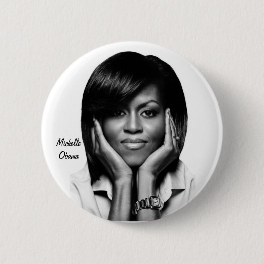 Badge Rond 5 Cm PREMIER bouton de DAME MICHELLE OBAMA (Devant)