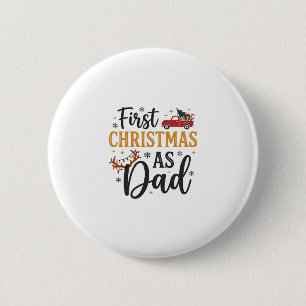 Badge Rond 5 Cm Premier camion de Noël Papa Vacances de Noël