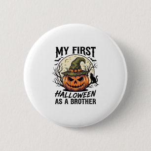 Badge Rond 5 Cm Premier frère d'Halloween Vintage Pumpkin Moon Shi