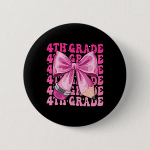 Badge Rond 5 Cm Premier Jour De 4e Année Filles Coquette Nœud Papi