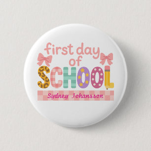Badge Rond 5 Cm Premier Jour d'École Charmant Retour à l'École