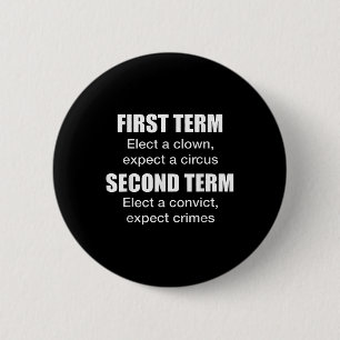 Badge Rond 5 Cm Premier Mandat Élisez Un Clown, Attendez Un Cirque