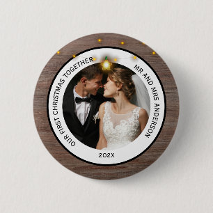 Badge Rond 5 Cm Premier Noël de couples rustiques modernes ensembl