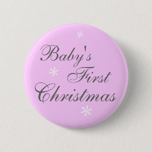 Badge Rond 5 Cm Premier Noël du bébé (fille) - bouton