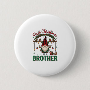 Badge Rond 5 Cm Premier Noël en tant que frère Gnome Renne Traînea