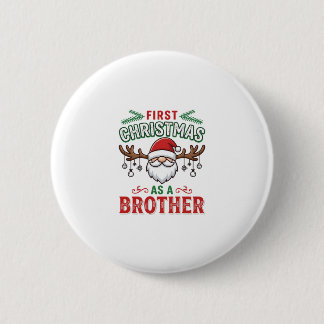 Badge Rond 5 Cm Premier Noël en tant que frère Santa Gnome