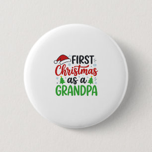 Badge Rond 5 Cm Premier Noël Papy Chapeau de Père Noël
