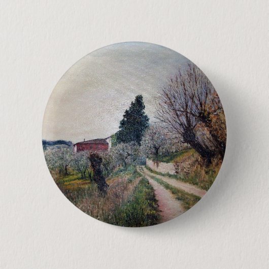Badge Rond 5 Cm PREMIER PRINTEMPS EN GOUVERNALAIS / Paysage Toscan (Devant)