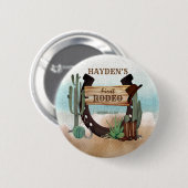 Badge Rond 5 Cm Premier Rodeo Cowboy Western Boy 1ère fête d'anniv (Devant & derrière)