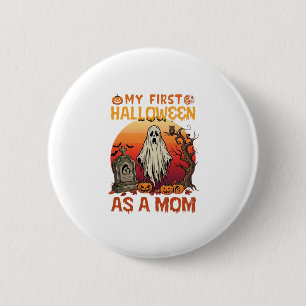 Badge Rond 5 Cm Première Momie Halloween Fantôme Pierre Tombale Ci