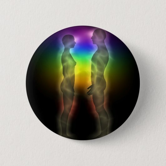 Badge Rond 5 Cm première rencontre jumelle de chakras d'âmes (Devant)