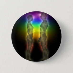 Badge Rond 5 Cm première rencontre jumelle de chakras d'âmes