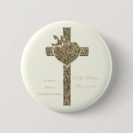 Badge Rond 5 Cm Première sainte communion ou votre événement (Devant)