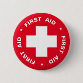 Badge Rond 5 Cm Premiers secours (Croix) - Ambulance, Aide, Docteu (Devant)