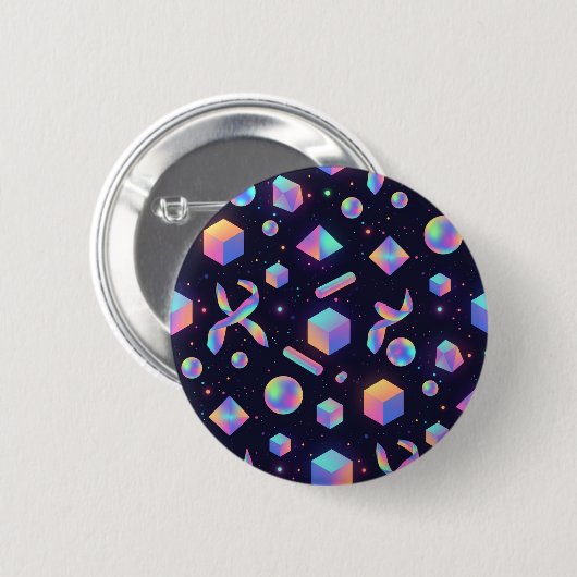 Badge Rond 5 Cm Premium 3D Holographic Space Canvas Art (Devant & derrière)