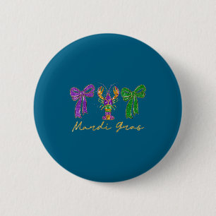 Badge Rond 5 Cm Préparé coquette mardi gras noeud écrevisse