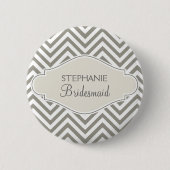 Badge Rond 5 Cm Preppy Chevron Stripe Modern Monogramme Nom (Devant)