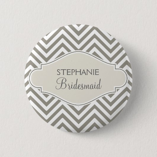Badge Rond 5 Cm Preppy Chevron Stripe Modern Monogramme Nom (Devant)