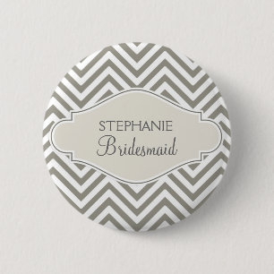 Badge Rond 5 Cm Preppy Chevron Stripe Modern Monogramme Nom