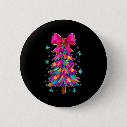 Badge Rond 5 Cm Preppy Coquette Tree Christmas Crew 2025 Family Ma (Devant)