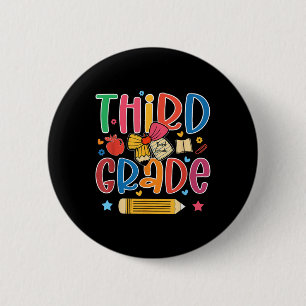Badge Rond 5 Cm Preppy Troisième Année Retour À L'École 3E Année E