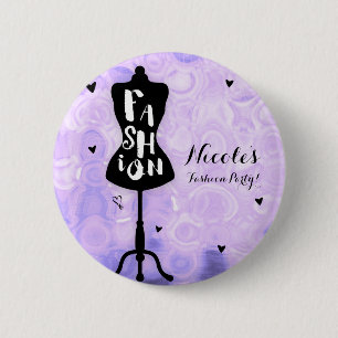 Badge Rond 5 Cm Présentoir Mannequin Vintage Rétro Violet MODE Soi