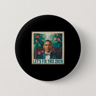 Badge Rond 5 Cm Président Barack Obama 2028 Rtrait Patriotique Dém