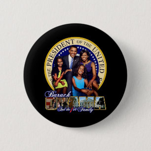 BADGE ROND 5 CM PRÉSIDENT BARACK OBAMA ET FAMILLE