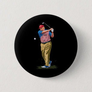 Badge Rond 5 Cm Président Donald Trump 2025 Golf Drapeau Américain