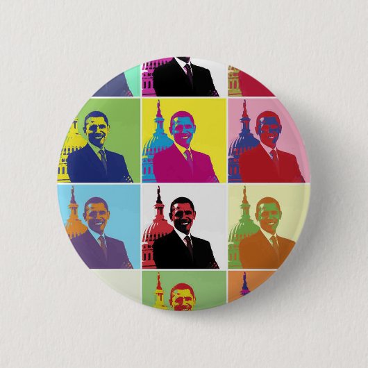 Badge Rond 5 Cm Président Obama Pop Art (Devant)