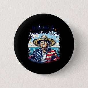 Badge Rond 5 Cm Président Trump Dessin Sombrero Golfe du Mexique d