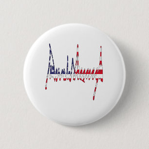 Badge Rond 5 Cm Président Trump Signature USA Drapeau couleur patr