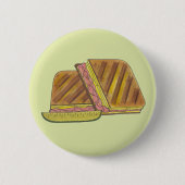 Badge Rond 5 Cm Pressé Cubain Sandwich Ham fromage Salami PIckle (Devant)