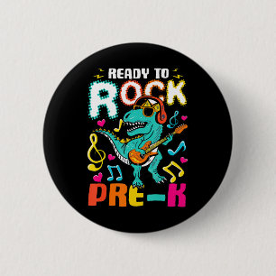 Badge Rond 5 Cm Prêt À Renvoyer Le Dinosaure Pré-K À L'École Garço
