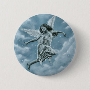 Badge Rond 5 Cm Prêtez l'oreille l'ange de Noël chantent le bout