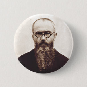 Badge Rond 5 Cm Prêtre catholique polonais Saint Maximilian Kolbe