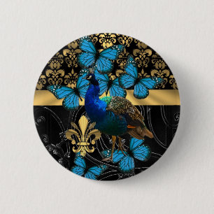 Badge Rond 5 Cm Pretty feminine peacock design