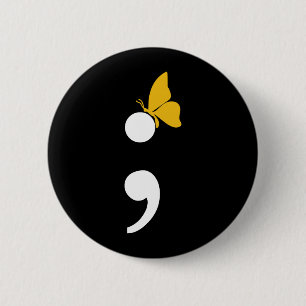 Badge Rond 5 Cm Prévention de la dépression Papillon Point-virgule