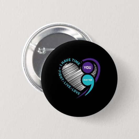 Badge Rond 5 Cm Prévention de la sensibilisation Coeur Semi-Colon (Devant & derrière)