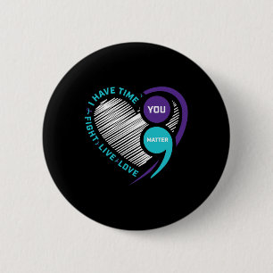 Badge Rond 5 Cm Prévention de la sensibilisation Coeur Semi-Colon 