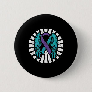 Badge Rond 5 Cm Prévention du suicide Ange ailes Turquoise Purp