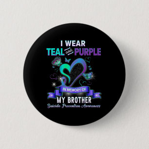 Badge Rond 5 Cm Prévention Du Suicide Je Porte Turquoise Et Violet