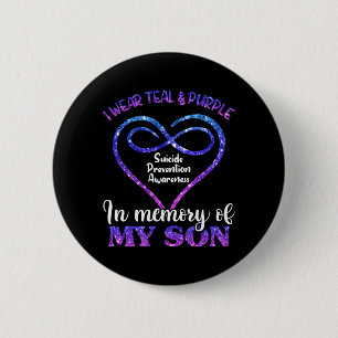 Badge Rond 5 Cm Prévention du suicide masculin sarcelle violet en 