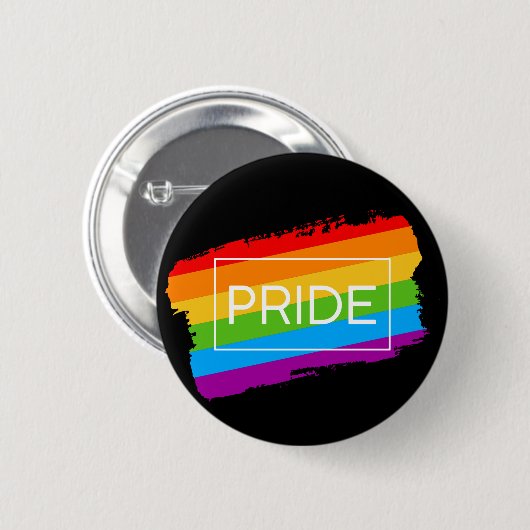 Badge Rond 5 Cm Pride Brushstroke Rainbow (Devant & derrière)